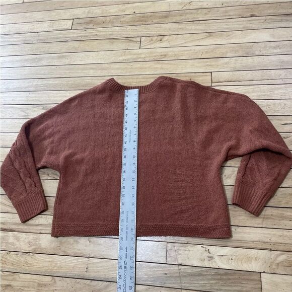 FULL TILT Brown Sweater Womens M Soft Horizontal Cable Knit Crop Pullover Crew - Picture 10 of 16
